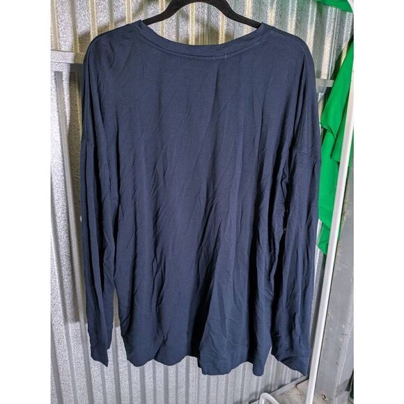 NWT Joei & i ROSE RHINESTONE LONG SLEEVE T-SHIRT Navy Blue Cotton Size 2X - Picture 2 of 6